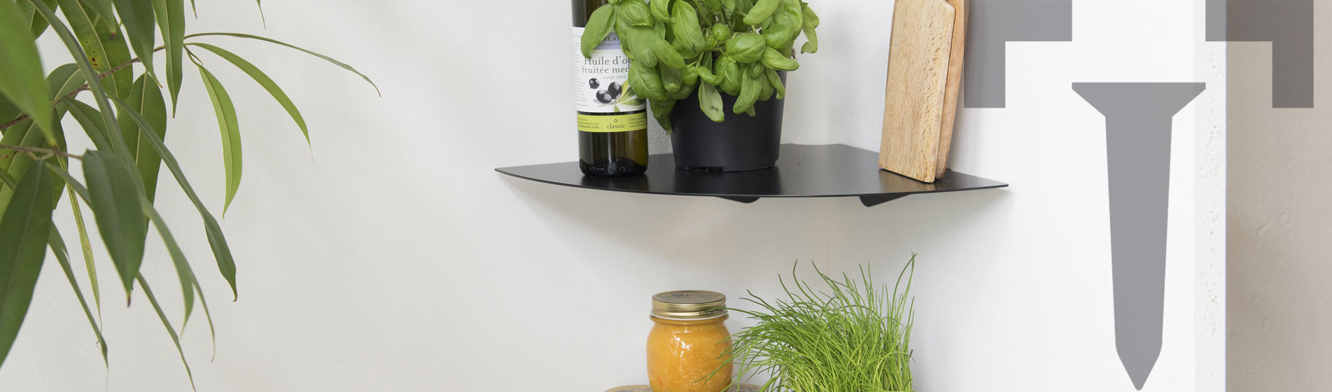 Etagere d'angle acier