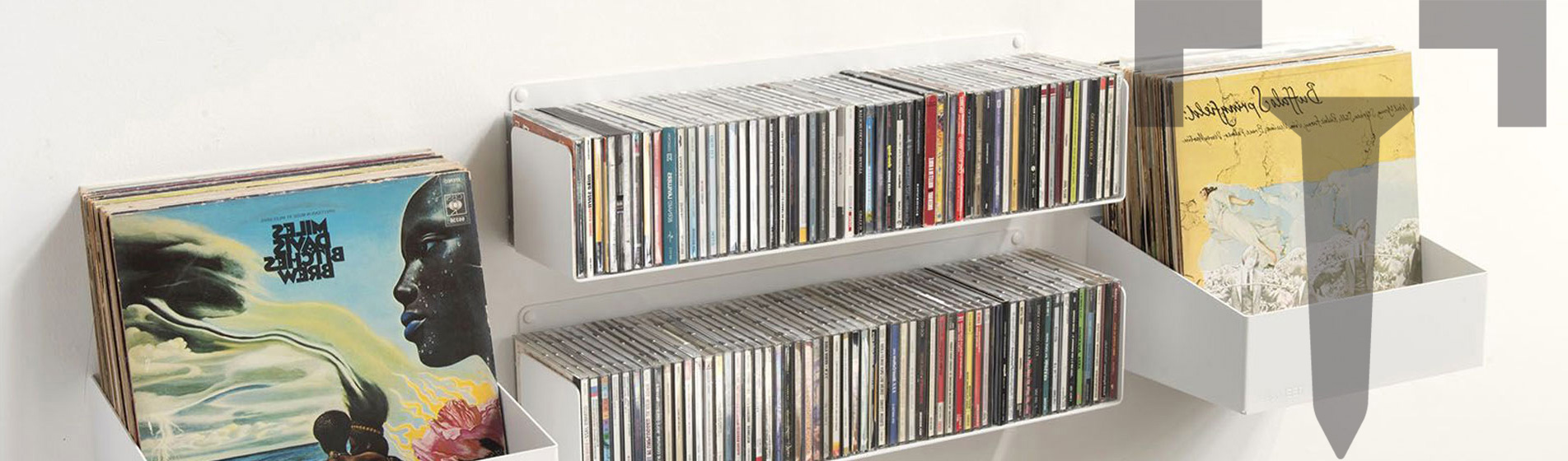 Petite étagère range cd grise
