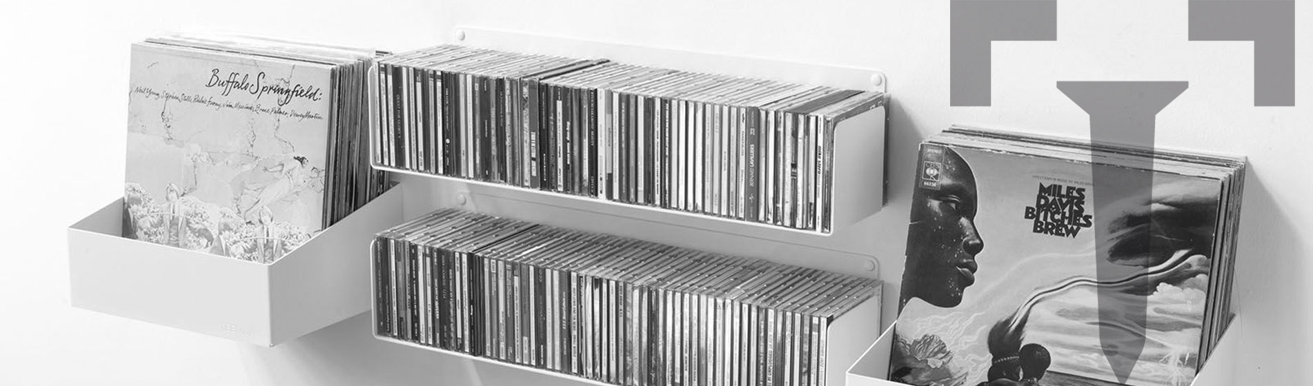 Achat grande étagère range cd grise