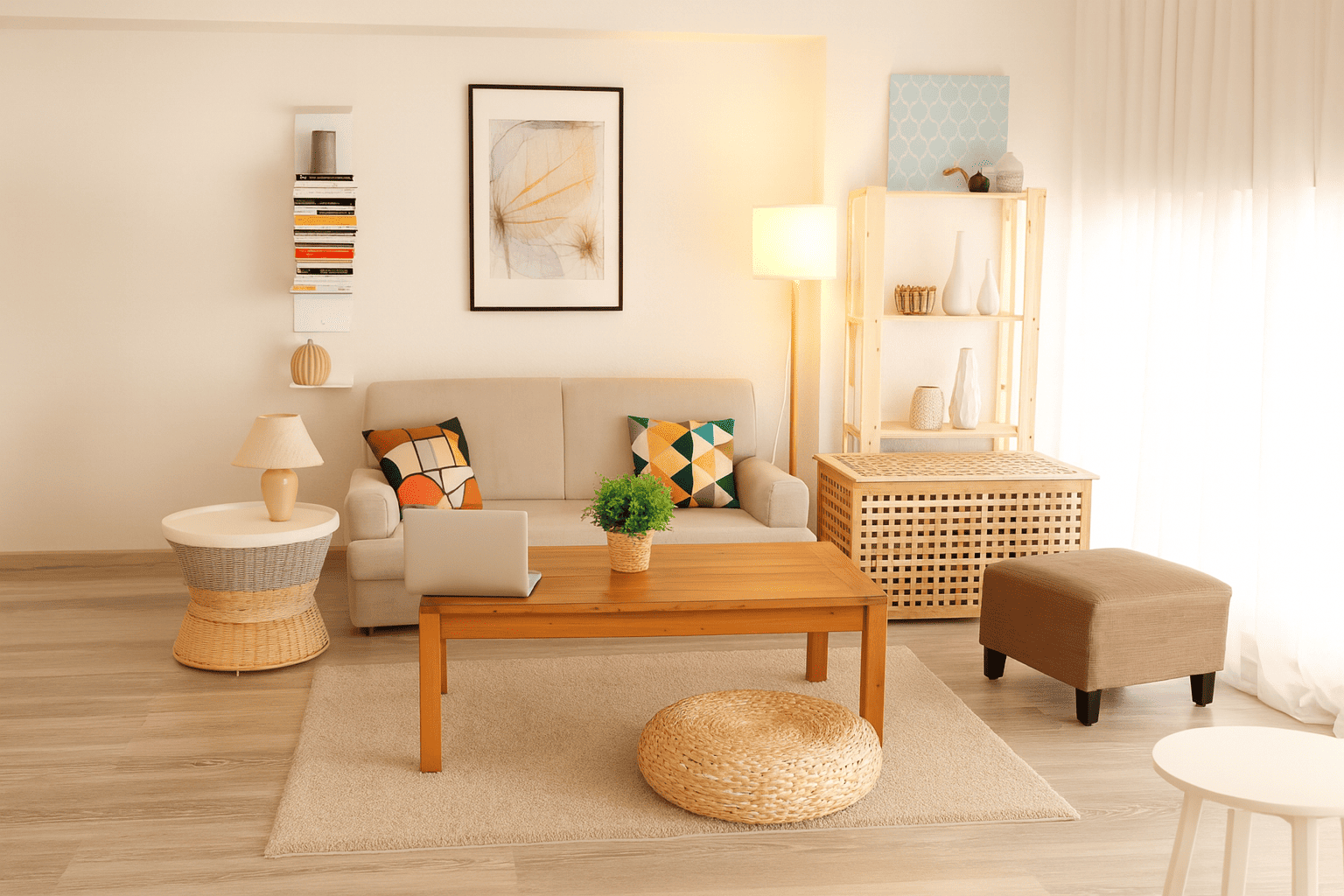 Étagère métal design murale dans un salon moderne